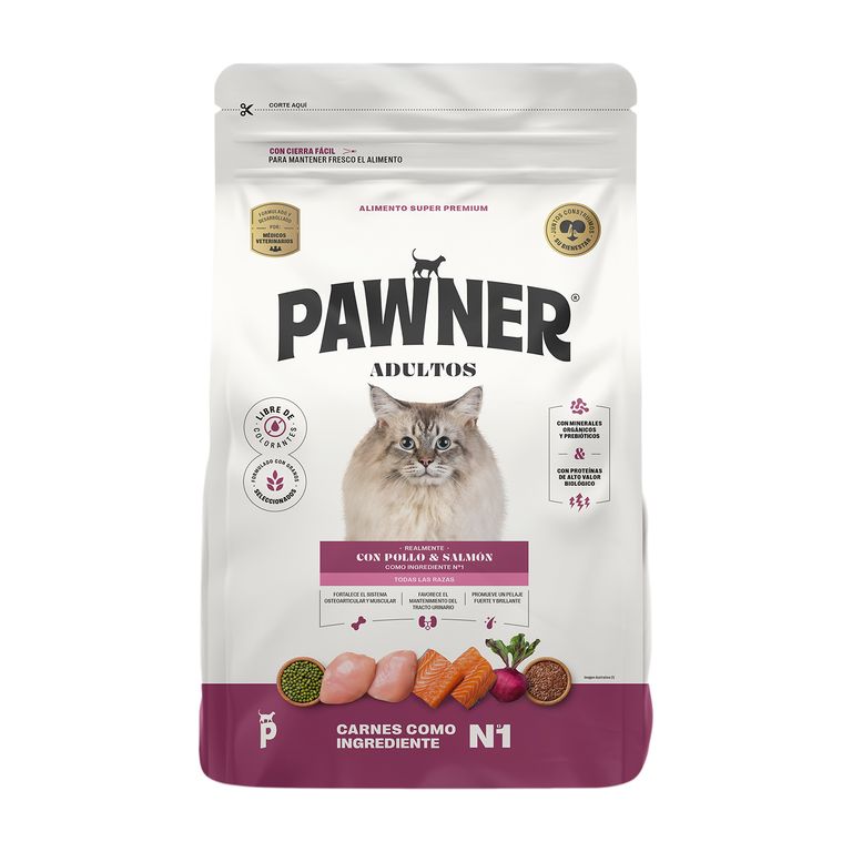 Alimento para Gatos Adultos Pawner Pollo y Salmón Bolsa 1 Kg
