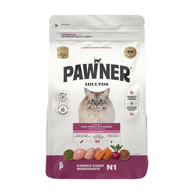 Alimento para Gatos Adultos Pawner Pollo y Salmón Bolsa 8 Kg