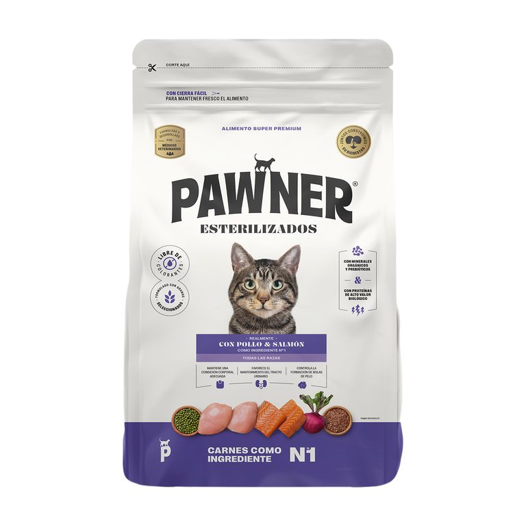 Alimento para Gatos Esterilizados Pawner Pollo y Salmón Bolsa 3 Kg