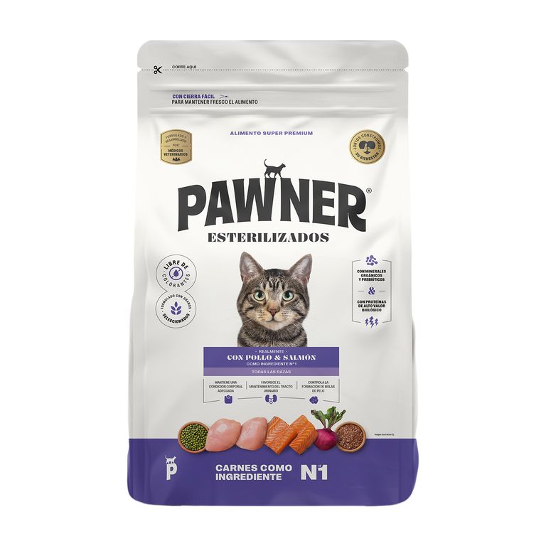 Alimento para Gatos Esterilizados Pawner Pollo y Salmón Bolsa 8 Kg