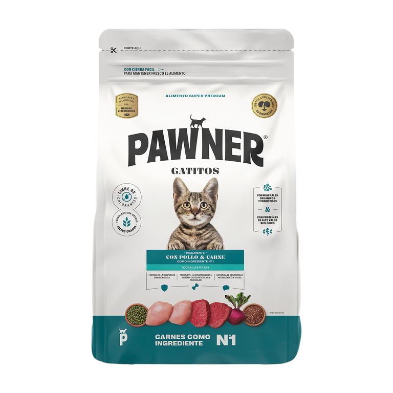 Alimento para Gatitos Pawner Pollo y Carne Bolsa 3 Kg