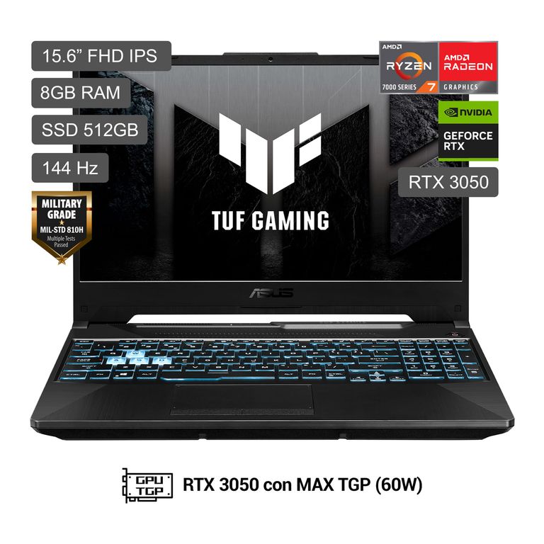 Laptop ASUS TUF GAMING A15 R7 7445Hs 8GB 512GB Ssd
