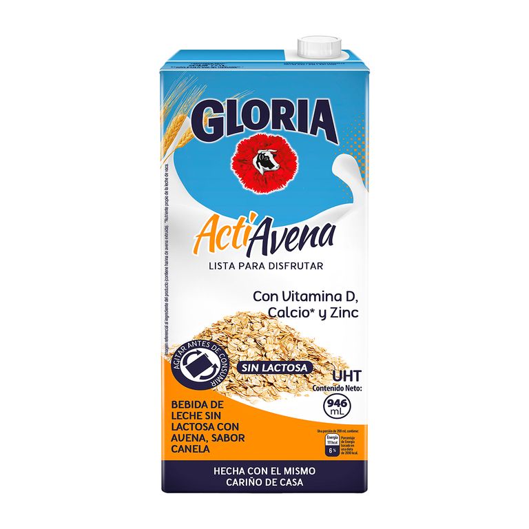 Bebida con Avena UHT Gloria Actiavena Caja 946 mL