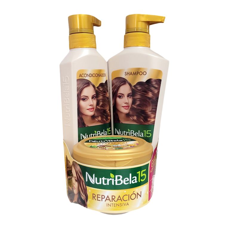 Kit Nutribela Reparación Tratamiento 300 mL + Shampoo 400 mL + Acondicionador 370 mL