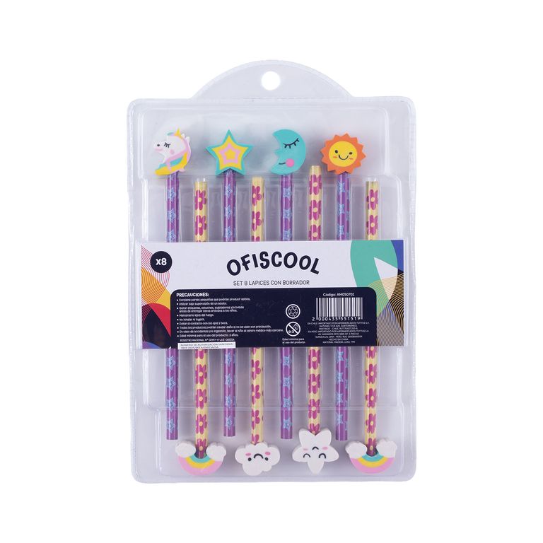 Set Lápices con Borrador 8 Und