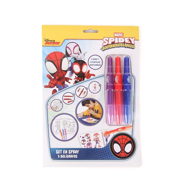 Set Artesco Spray Spiderman + Bolígrafos X3Un