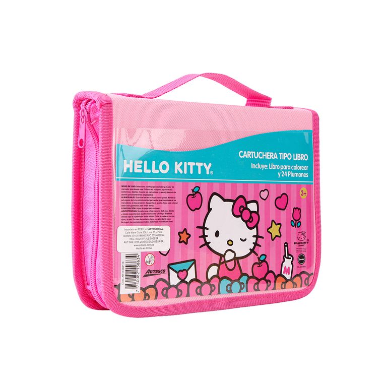 Cartuchera Artesco Tip Libro Hello Kitty + Plumones