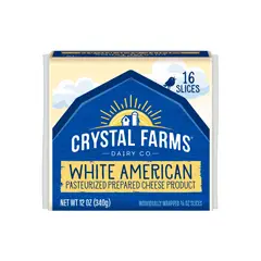 CRYSTAL FARMS - Queso Americano Blanco en Láminas Empaque 340 g