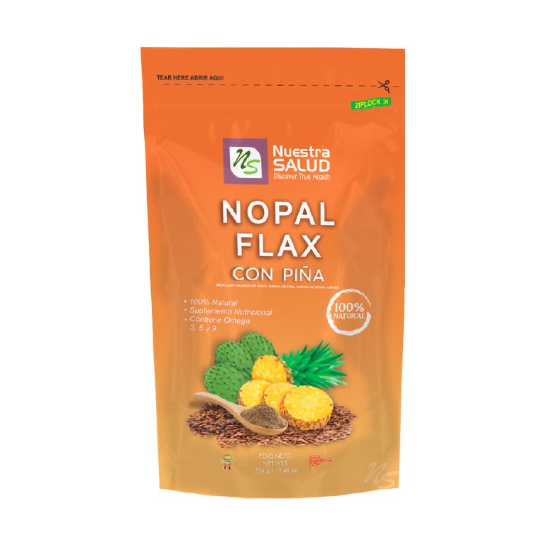 Suplemento Nutricional Nuestra Salud Nopal Flax con Piña Doypack 354 g