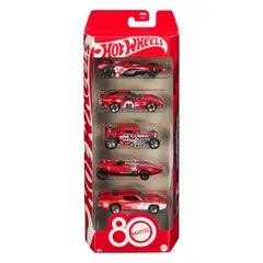 HOT WHEELS - Hot Wheels Basic Mattel 80Th Pack x5