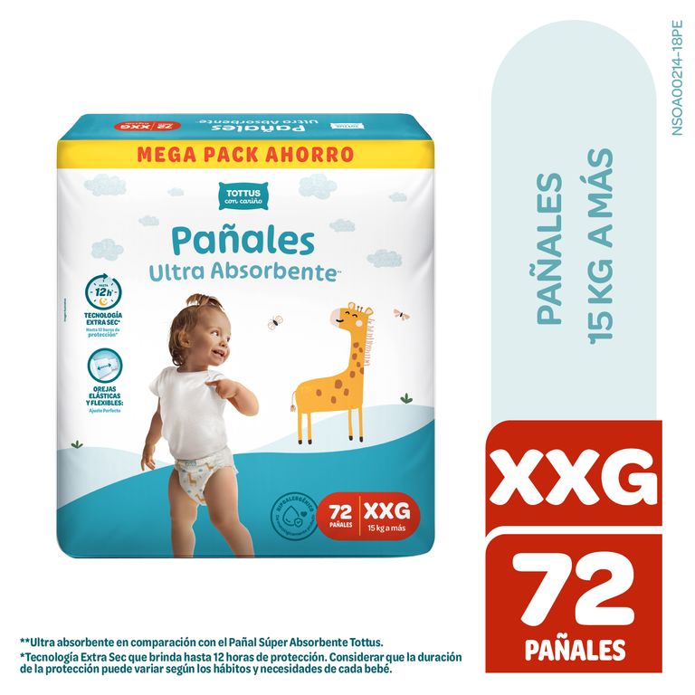 PromoPack Pañal Tottus Absorbente Talla XXG Empaque 72 Und