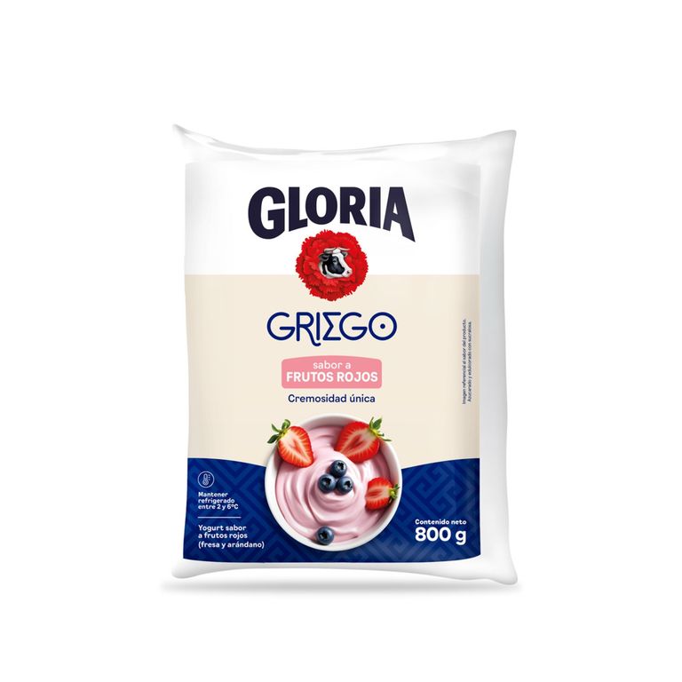 Yogurt Gloria Griego Frutos Rojos Bolsa 800 g