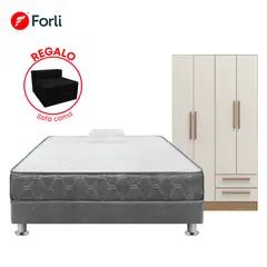 undefined - COMBO CAMA ACQUA 1.5PLZ+ROPERO 4PUERTAS