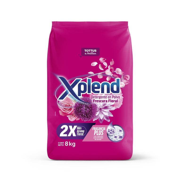 Detergente en Polvo Xplend Frescura Floral Bolsa 8 Kg