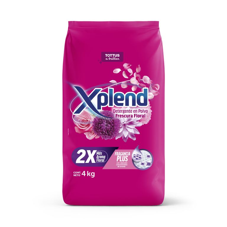 Detergente en Polvo Xplend Frescura Floral Bolsa 4 Kg