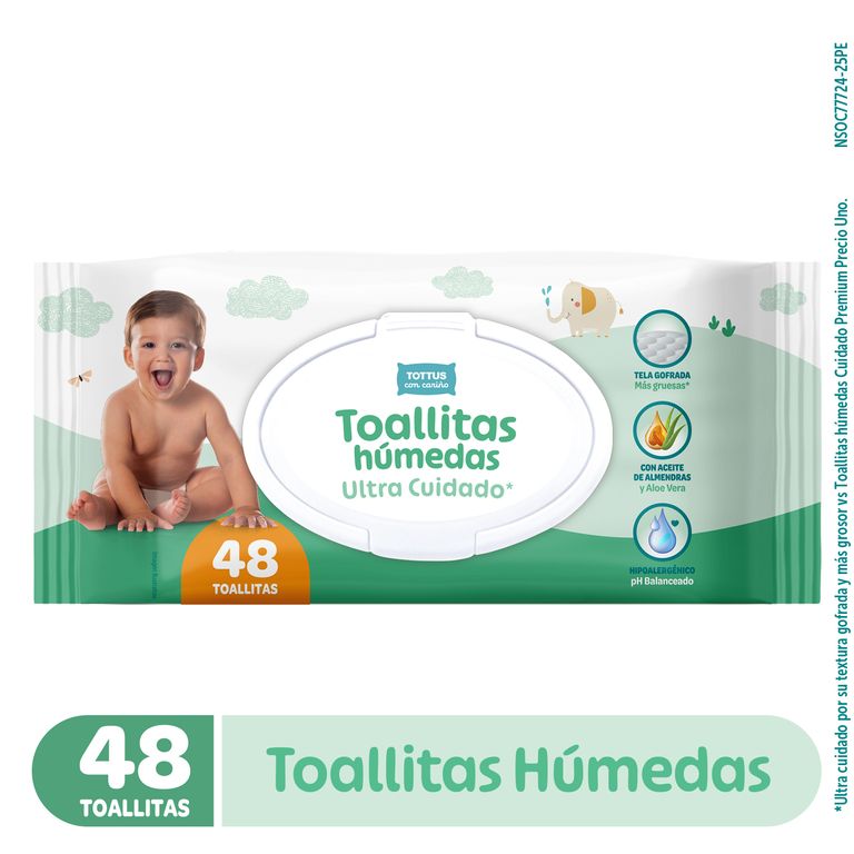 Toallitas Húmedas Bebé Ultra Cuidado Tottus Empaque 48 Und