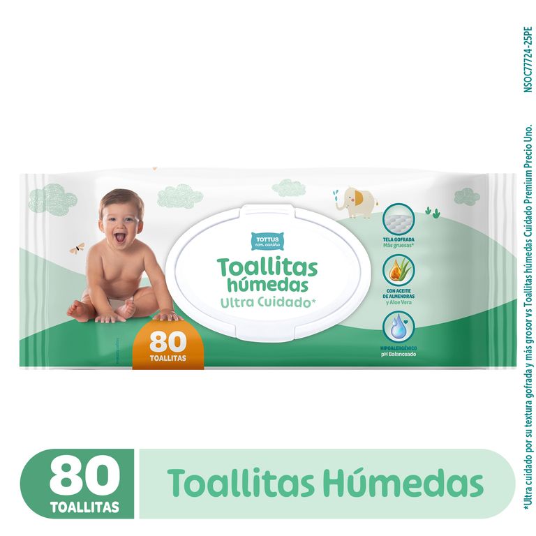 Toallitas Húmedas Bebé Ultra Cuidado Tottus Empaque 80 Und