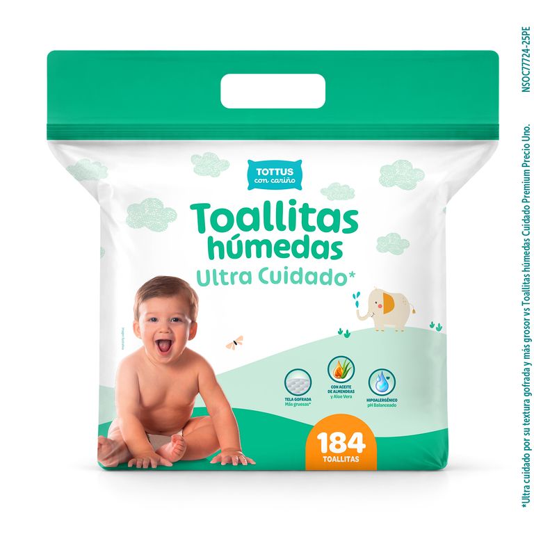 Toallitas Húmedas Bebé Ultra Cuidado Tottus Doypack 184 Und
