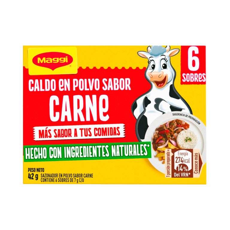 Caldo en Polvo Maggi Sabor Carne Caja 6 Sobres