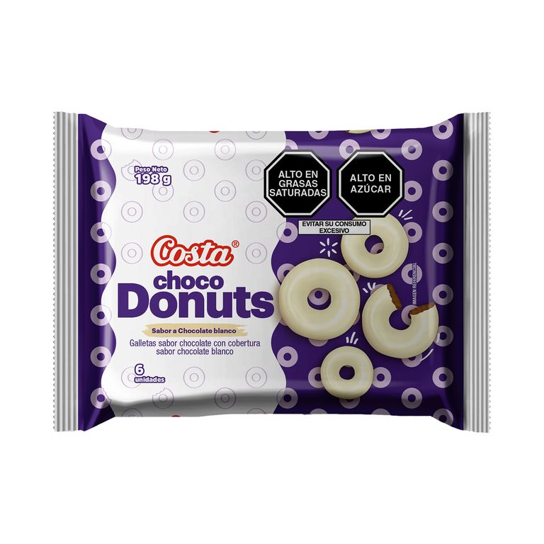 Galletas Chocodonuts Costa Chocolate Blanco Sixpack 198 g