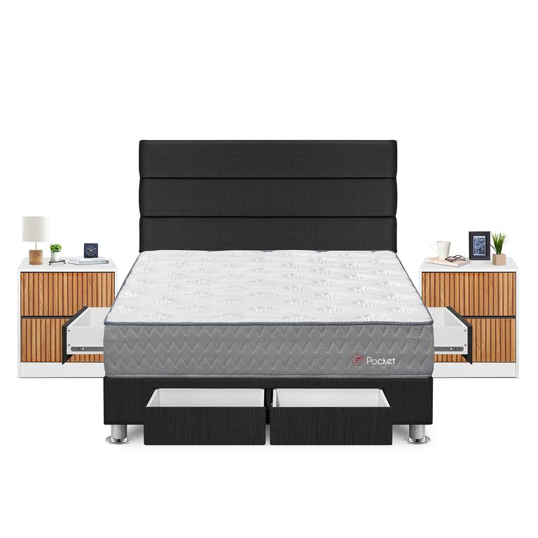Dormitorio Pocket Queen Gris+Vel Roma