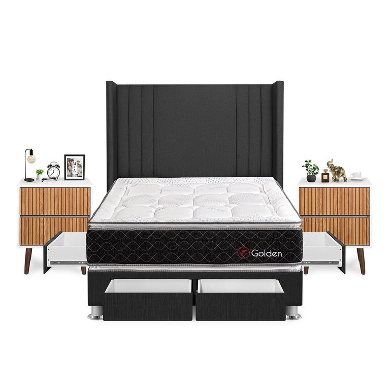 Dormitorio Golden 2Plz Gris+Vel Milan