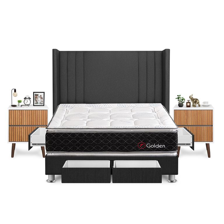 Dormitorio Golden King Gris+Vel Milan