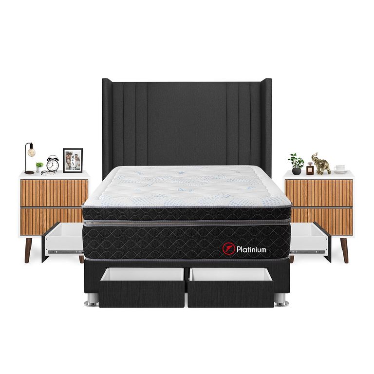 Dormitorio Platinium 2Plz Gris+Vel Milan