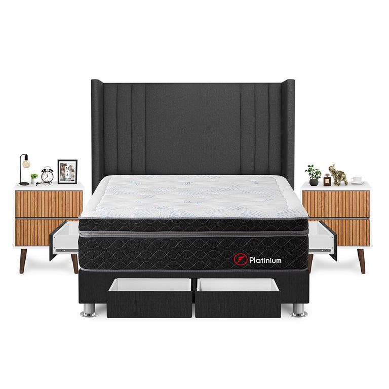 Dormitorio Platinium King Gris+Vel Milan