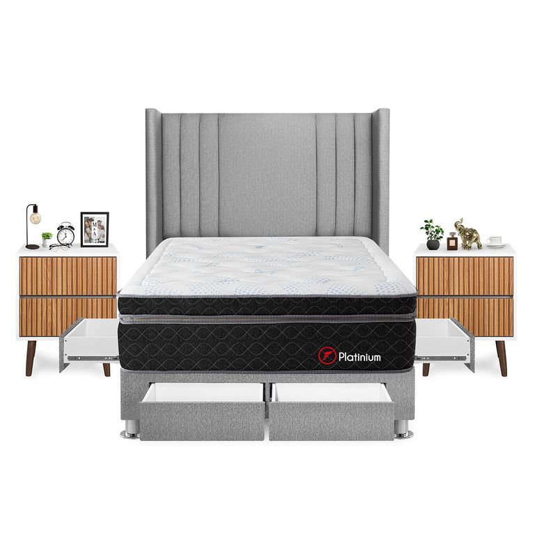 Dormitorio Platinium 2Plz Plata+Vel Milan