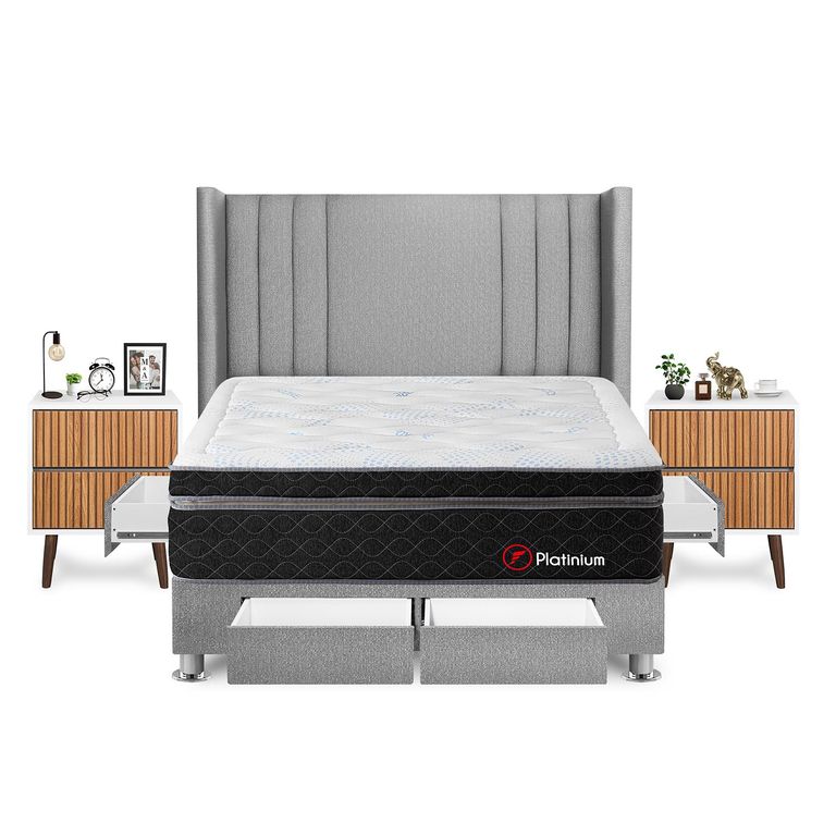 Dormitorio Platinium King Plata+Vel Milan
