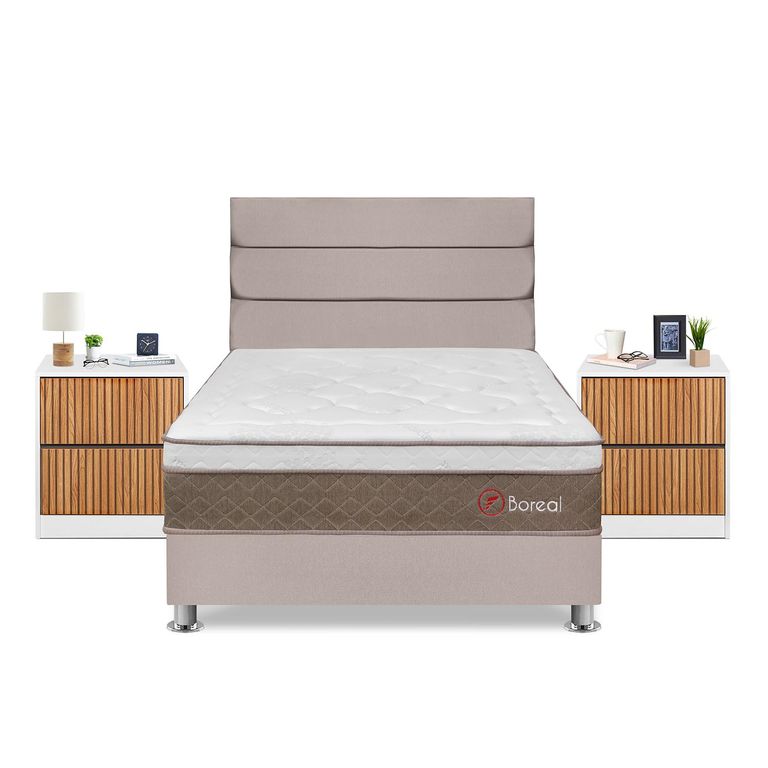 Dormitorio Boreal 2Plz Beige+Vel Roma