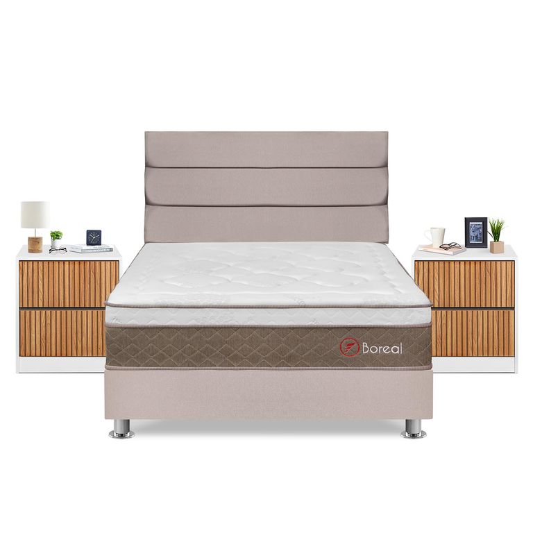 Dormitorio Boreal Queen Beige+Vel Roma