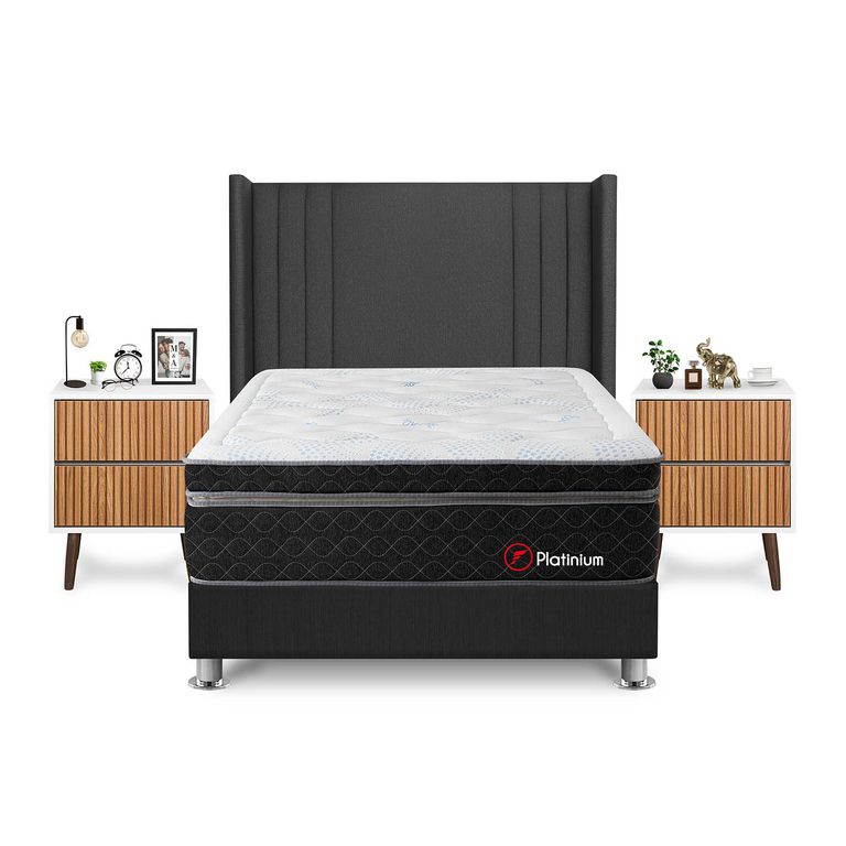 Dormitorio Platinium 2Plz Gris+Vel Milan