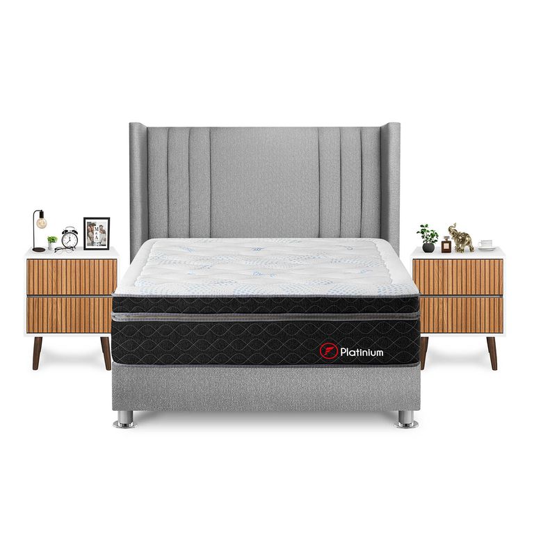 Dormitorio Platinium King Plata+Vel Milan