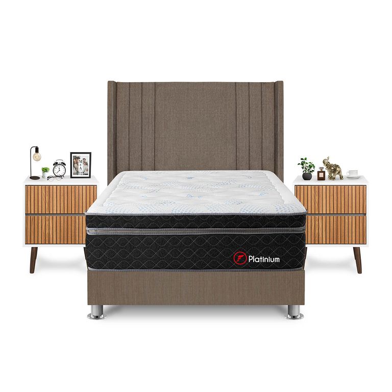 Dormitorio Platinium 2Plz Marron+Vel Milan