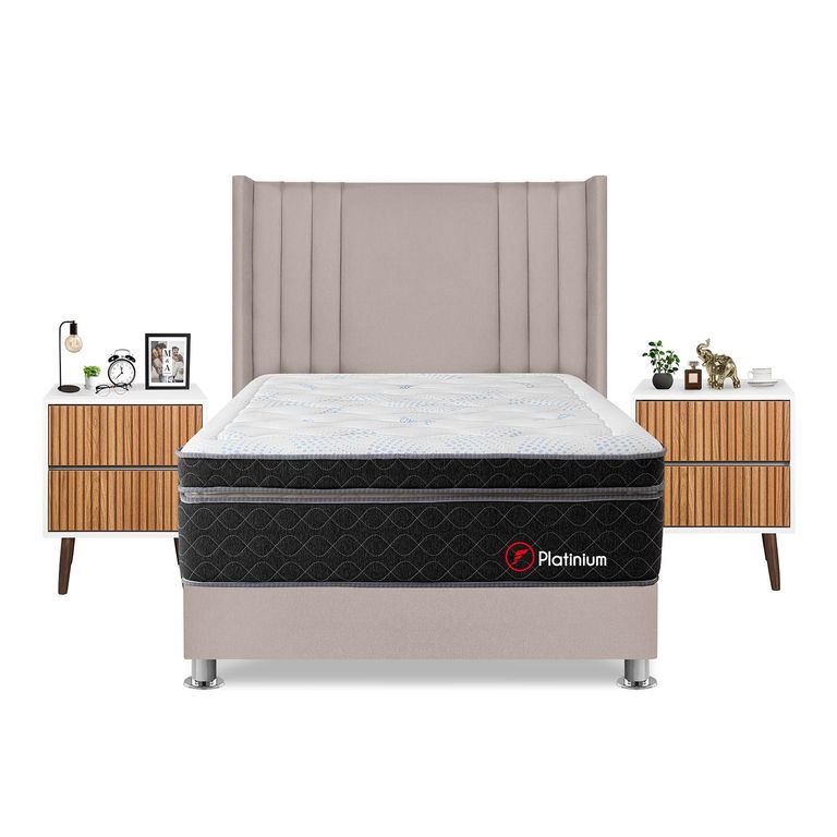 Dormitorio Platinium 2Plz Beige+Vel Milan