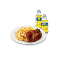 TOTTUS - 1/2 Pollo Rostizado Tottus + Papas + 2 Gaseosas Inca Kola 300 Ml