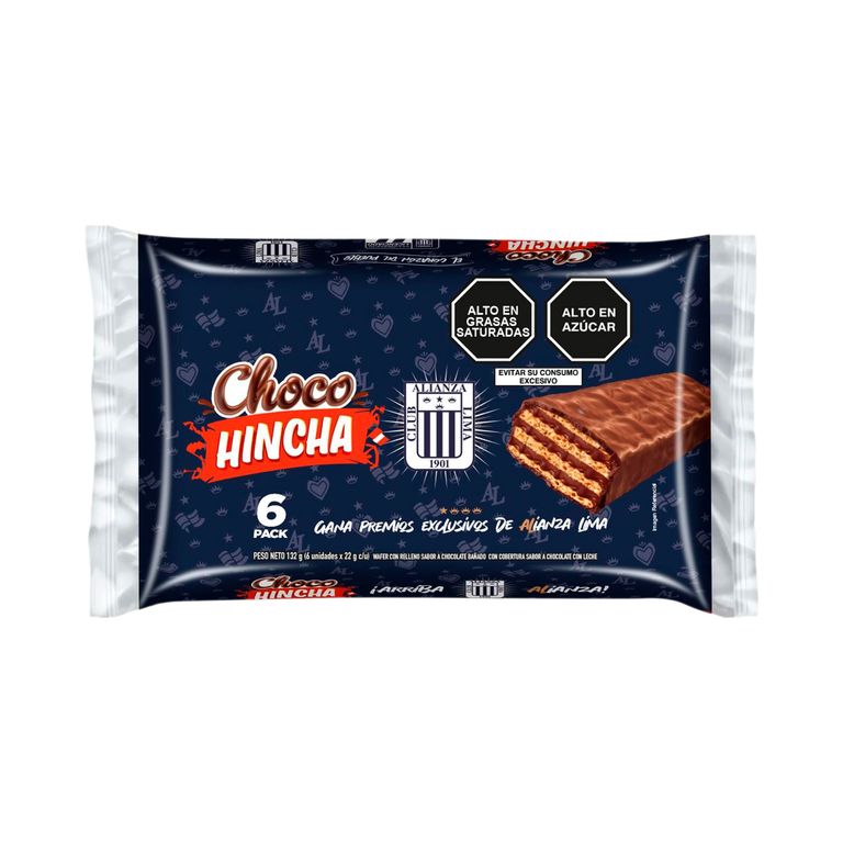 Wafer Choco Hincha Alianza Lima Empaque 6 Und 132 g