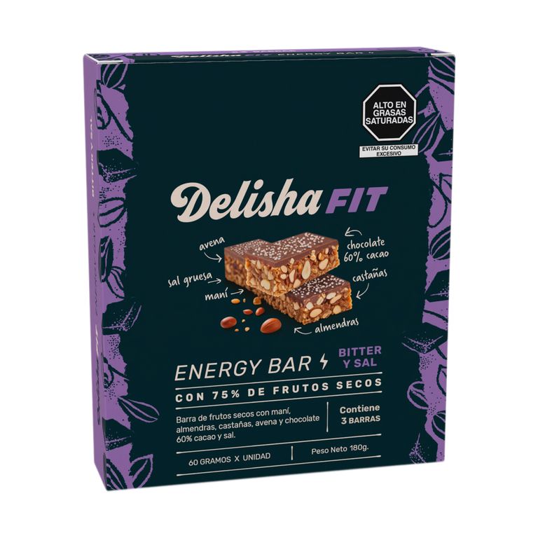 Energy Bar Delisha Bitter Sal Empaque 3 Und 180 g
