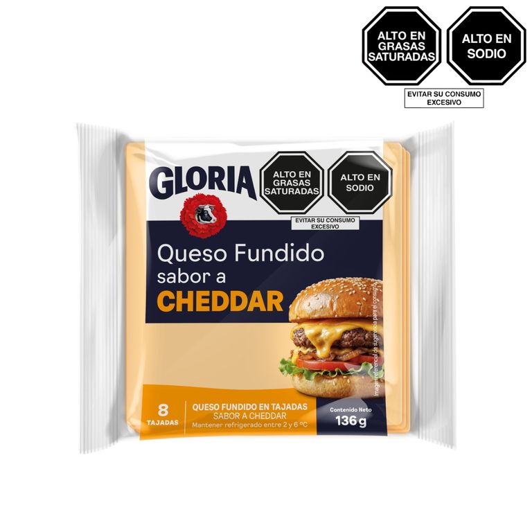 Queso Fundido Cheddar en Tajadas Gloria Empaque 136 g