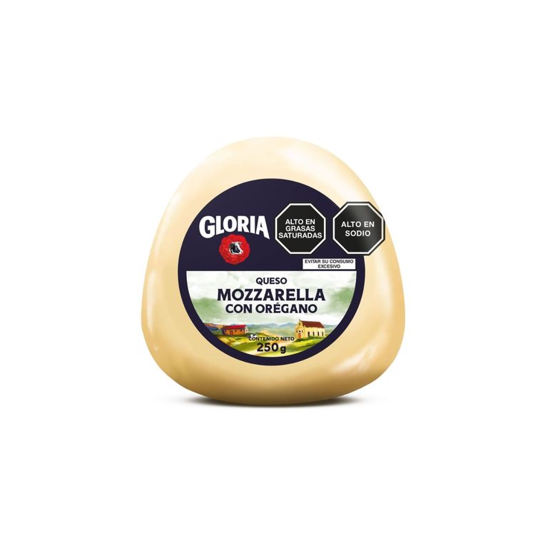 Queso Mozzarella con Orégano Gloria Bola Empaque 250 g