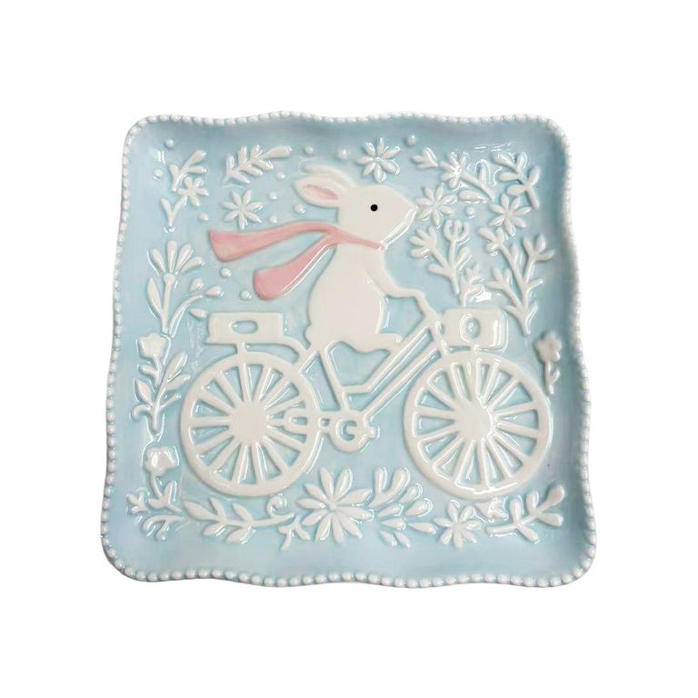 Plato Casa Joven Cerámica con Relieve Cuadrado Funny Bunny 20 cm