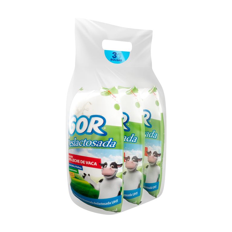 Leche Vigor Parcialmente Descremada Deslactosada Pack 3 Bolsas 800 mL