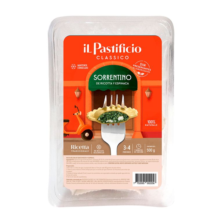 Sorrentino Ricotta y Espinaca Il Pastificio Empaque 500 g