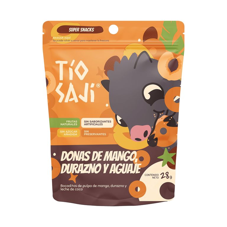 Snack Tio Saji Donas Mango, Durazno y Aguaje Bolsa 28 g