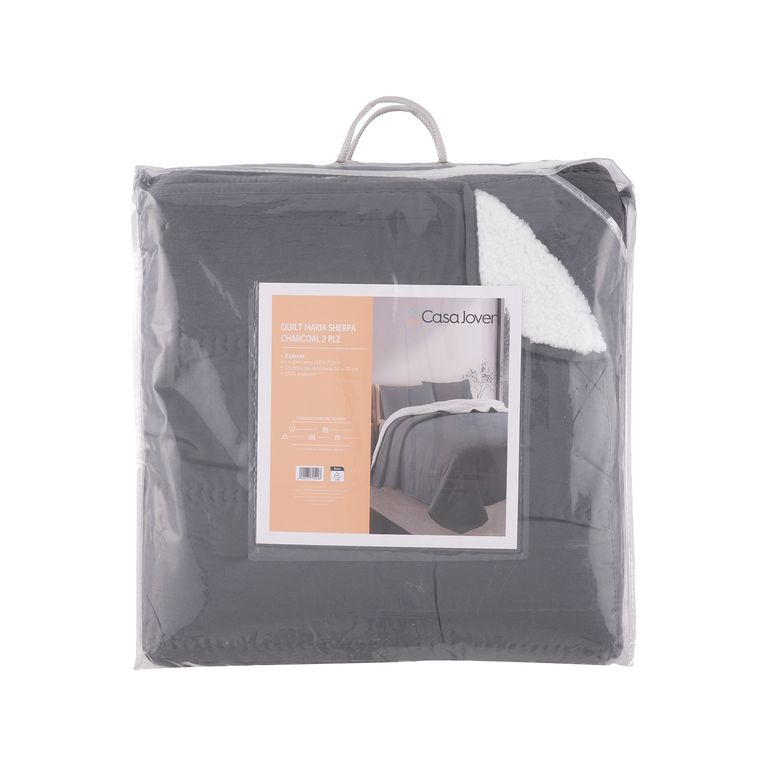 QUILT MARIA SHERPA CHARCOAL 2 PLZ