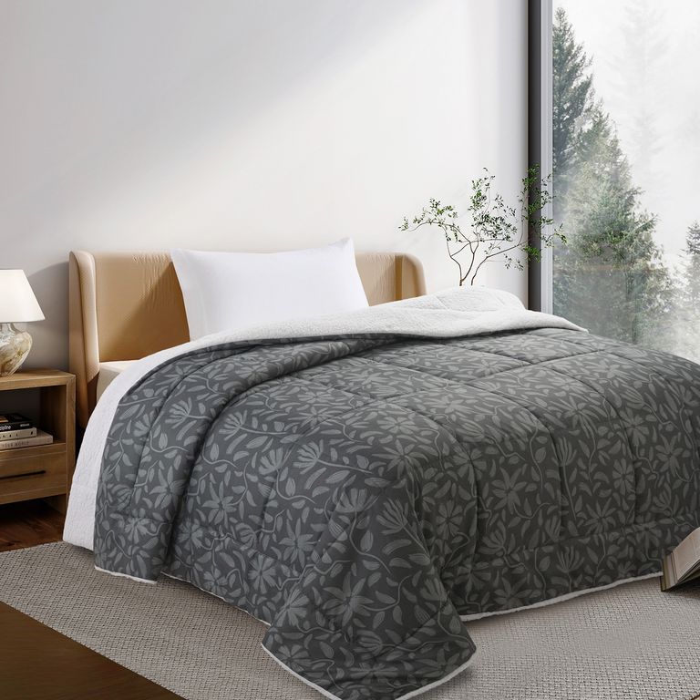 EDREDON EMA SHERPA EST CHARCOAL 1.5PLZ