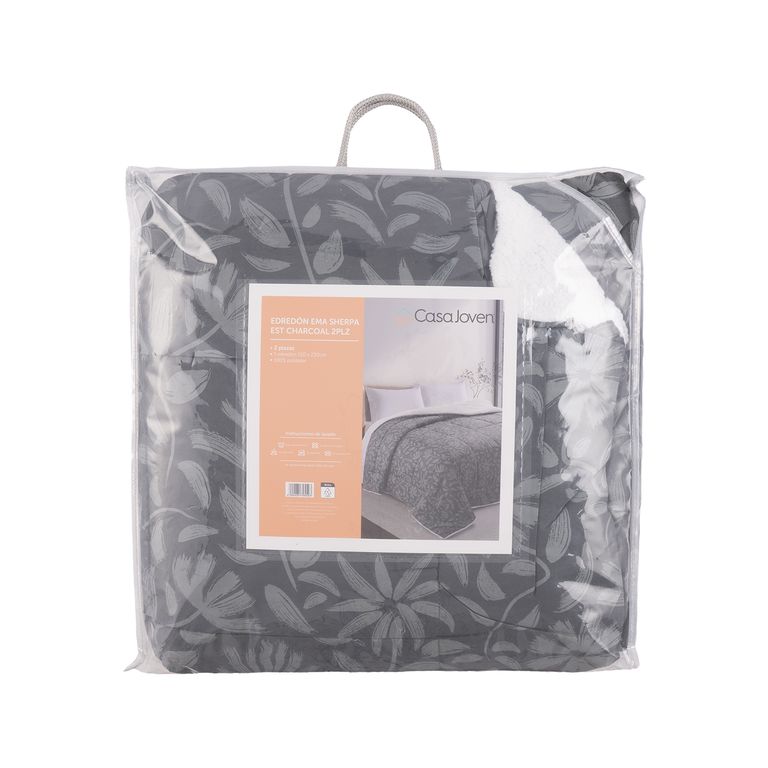 EDREDON EMA SHERPA EST CHARCOAL 2PLZ
