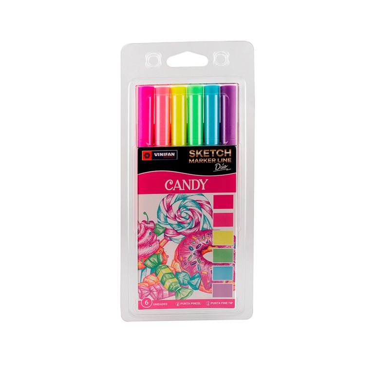 Marcadores Vinifan Sketch Marker Line Candy 6 Und